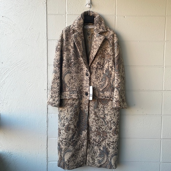 Zara Jackets & Blazers - Zara NWT brown beige tan blue winter smart oversized overcoat XS-S